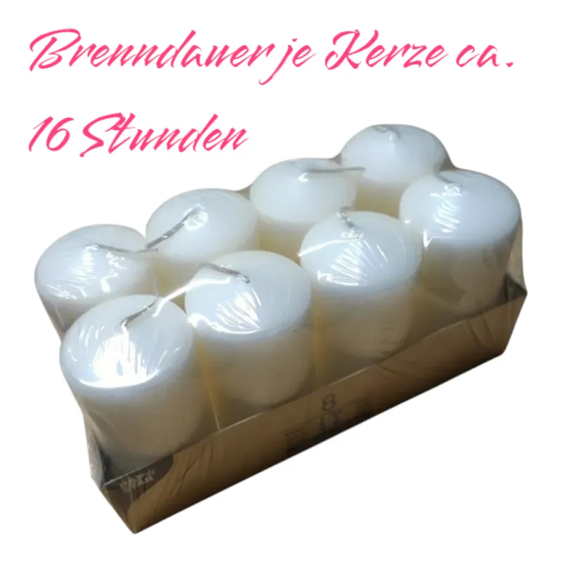 8 Stumpenkerzen creme Ø 50 mm x 100 mm