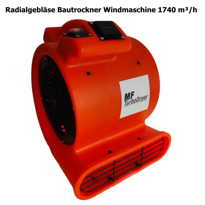 Radial-Gebläse Windmaschine mit 2 Gebläsestufen | 1740 m³/h Luftumwälzung | Betriebsstundenzähler